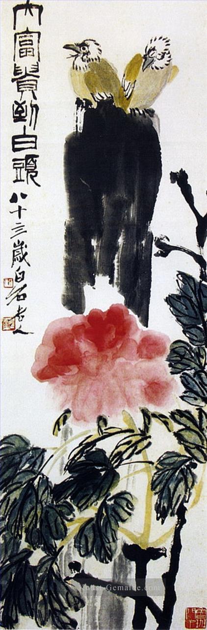 Qi Baishi Vögel auf blume alte China Tinte Ölgemälde
